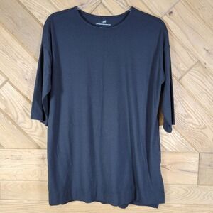 J. Jill Luxe Supima Ballet-Sleeve Tunic Top Black Oversized Size S